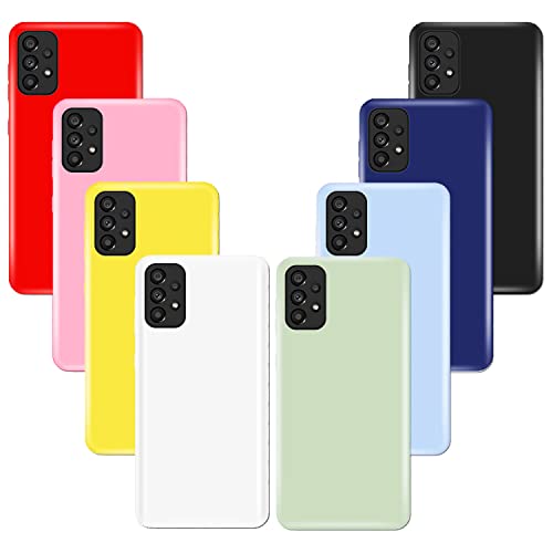 (8 Pack) for Samsung Galaxy A13 4G Case, Soft Silicone Gel Bumper Shell Shockproof Full Body Protection Phone Case Cover for Samsung A13 LTE, Red, Black, Dark Blue, Yellow, Pink, White, Green, Purple