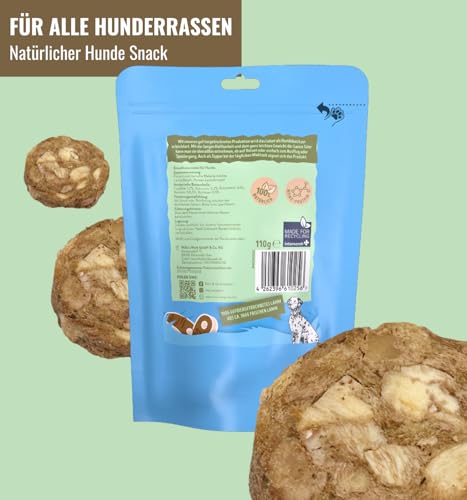 RiNa Hundeleckerli Lamm-Mix - gefriergetrocknete Leckerbissen - Fleisch, Knorpel, grüner Pansen - Hunde-Snack aus Deutscher Herstellung - Barf - 110g