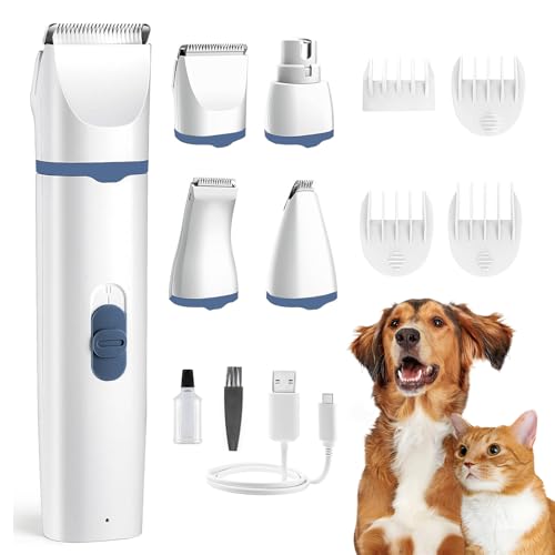 4 en 1 Rasuradora para Perro, Maquina para Cortar Pelo de Perro con Limador de Uñas, con Cortapelos de 2...