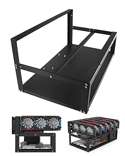 【Buona dissipazione del calore】: Cloud Fire open air mining rig frame case, 6 schede grafiche con spaziatura 81,28 mm, mantiene tutti i cavi e tutti gli oggetti nel minatore puliti e in ordine, la dissipazione del calore è troppo veloce e prolunga la vita di la scheda grafica.