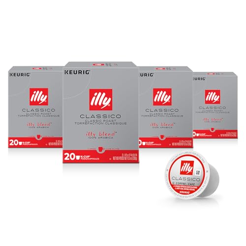 Image of illy Coffee K Cup Pods, Classico Medium Roast, 20 Count, 4 Pack