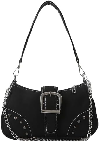 DKIIL NOIYB Shoulder Bag Y2K Small Hobo Bags for Women, Y2K Bags Handbag PU Large Hobo Purses with Detachable Strap Underarm Bag Ladies Crescent Bag