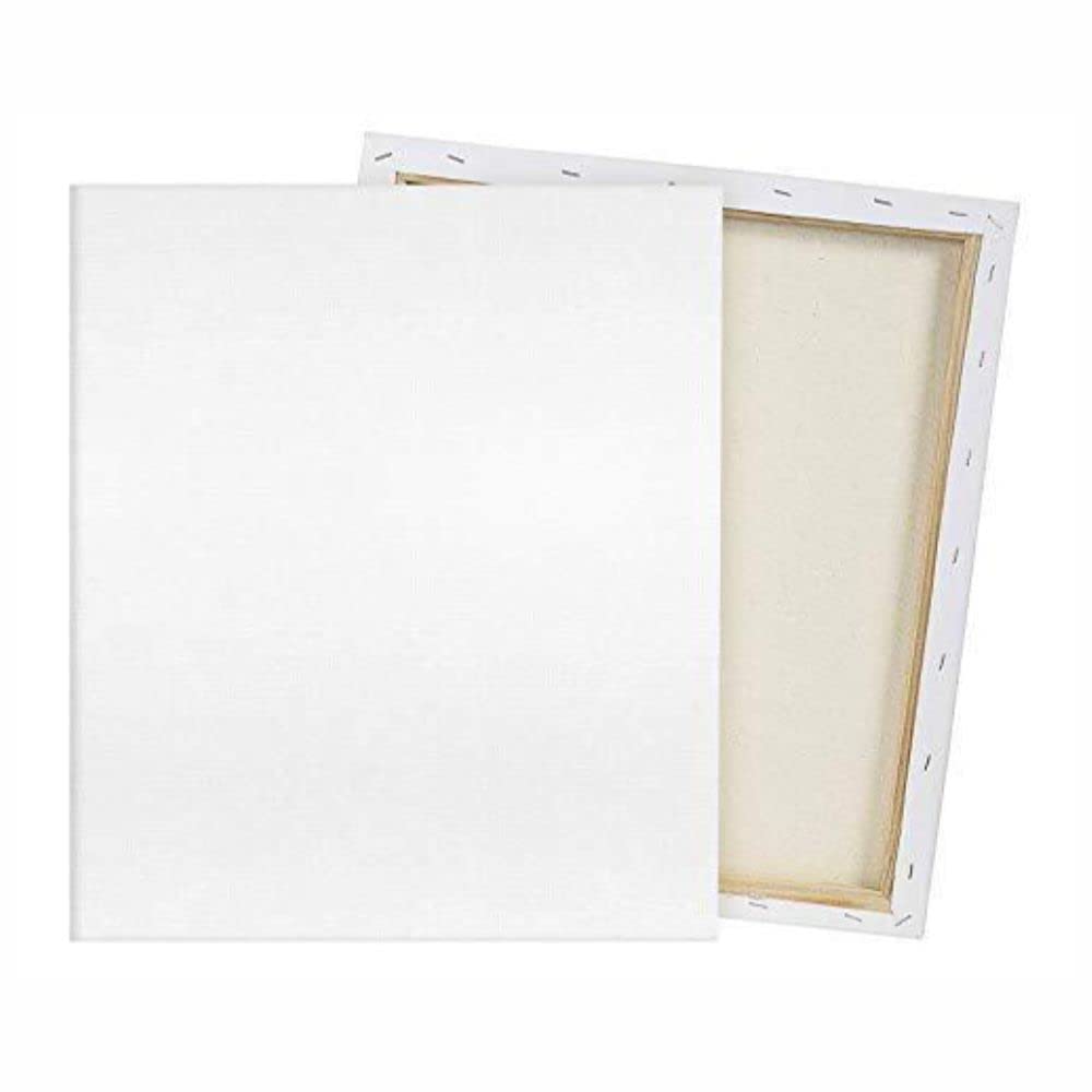 Single White Stretched Blank Framed Canvas (10 x 12 inches) 100% Cotton Acid-Free Primed Painting Canvas - for Painting Acrylic, Oil Paint, Watercolour Paint for Hobby Painters, Students & Kids