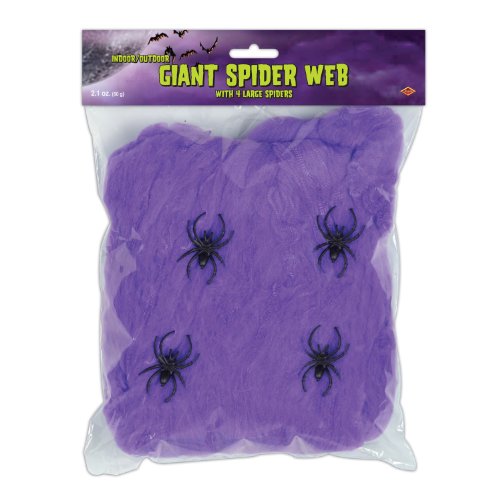 FR Giant Spider Web (purple; 4 - 2 spiders included) Party Accessory (1 count) (2.1Ozs/Pkg)
