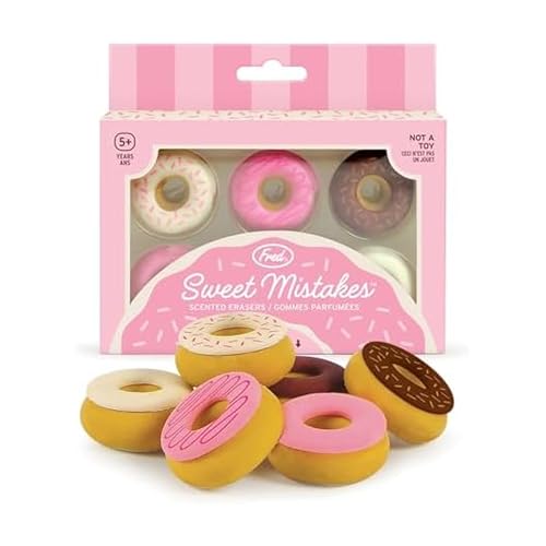 Genuine Fred Sweet Mistakes Donut Erasers, Set of 6, Vanilla Scented, Fun for School, Home, or Office