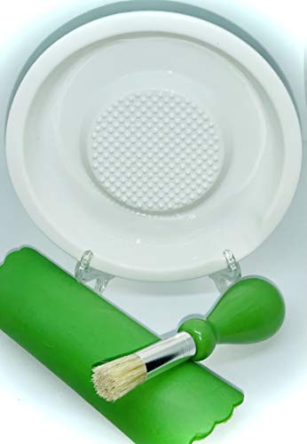 BonCera All-in-one 3pcs Premium Ceramic Garlic Grater Set - Quality White Porcelain Grater Plate wGarlic Peeler Gathering Brush Its also grating Turmeric Ginger and more