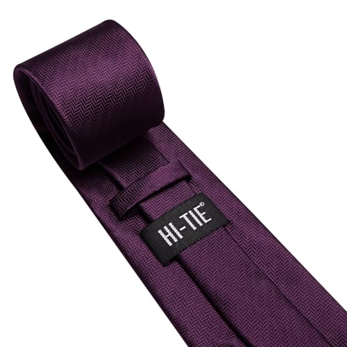 Image of Hi-Tie 70 inches Ties for Men Silk Extra Long Necktie and Pocket Square Cufflinks Set Men Big and Tall Tie Business