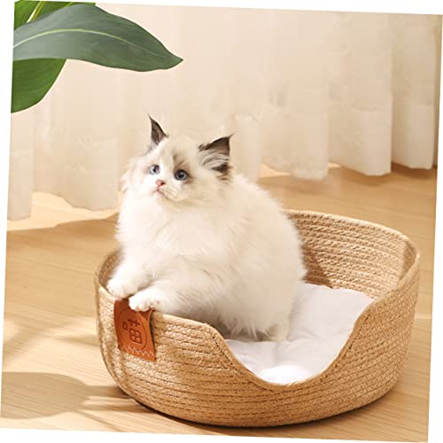 Yardwe Ninho De Palha Para Animais De Estimação Ninho De Gato Tecido Ninho De Descanso Respirável Ca