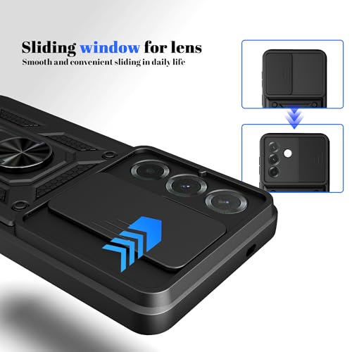 Image of Tough Armor Bumper Back Cover Case for Samsung Galaxy A57 5G | Sliding Camera Cover, Kickstand & Ring Holder 360 Degree Protection Back Cover Case for Samsung Galaxy A57 5G - Black