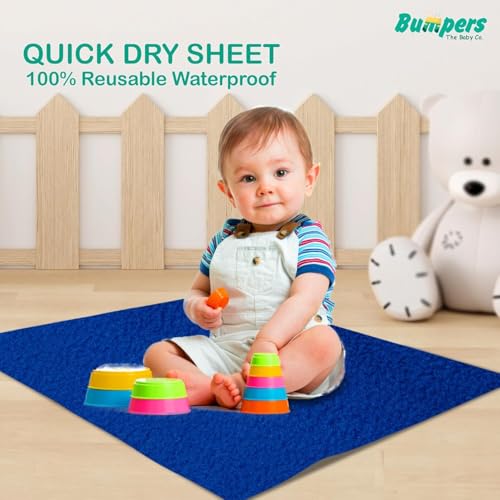 Image of Bumpers Waterproof Quick Dry Protector Dry Sheet|Breathable and Hypoallergenic Ultra Soft Fitted Baby Bed Protector Sheet for Toddler Children| King Size (XXL, 260x200cm, Royal Blue)