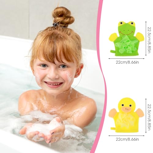 Kids Bath Gloves, 4/2pcs Shower Gloves Loofah for Kids Exfoliating BathGlove Body Scrub Glove Exfoliating Scrubber BallEasy to Lather Lovely Animal Colorful Design (4) - Image 3