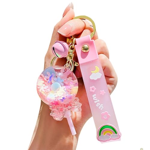 HSYHERE Girls Women Romantic Beautiful Rainbow Bean Candy Snowflake Lollipop Bottle Keychain Keyring Key Chain Key Ring