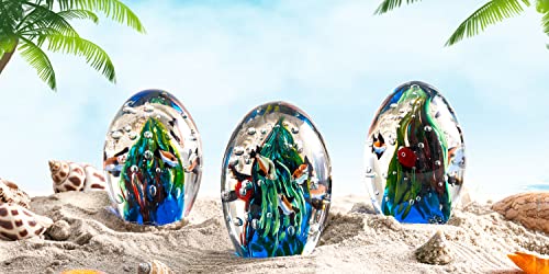 Hand Blown Underwater World Of Glass,Office Paperweight Glass For Desk,Home Decor Collectible,Aquarium Decor,Office Decor Ocean Lovers (Underwater World Of Glass) #TOP4