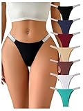SweatyRocks Women's G-String Thongs Seamless Breathable Stretch Glitter Cheeky Underwear Panties 7 Pack Multicolor Medium