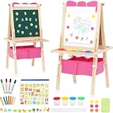 Pizarra Caballete para Niños, Diseño de lazo Pizarra Infantil Blanca y Altura Ajustable Tablero de Dibujo de Doble Cara para Niños
