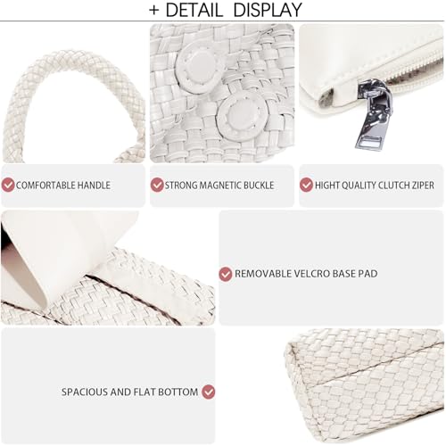 Image of JINMANXUE Woven Tote Bag for Women, Fashion Hobo Handbag, Travel Top-handle Shoulder Bag, Beach Underarm Bag with Purse