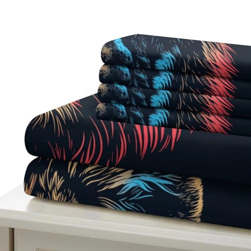 Housse de couette lion 3D Super King 260x220 parure microfibre