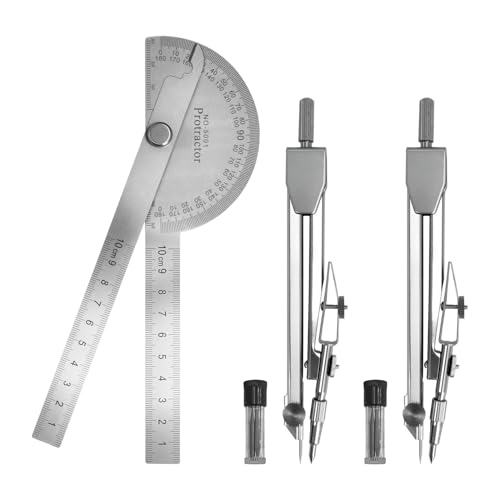 Protractor and Compass Set for Geometry and Woodworking