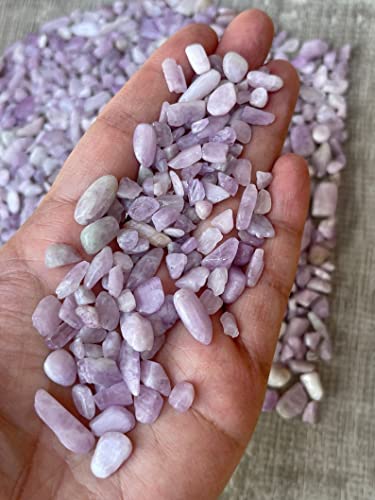 Image of GAF TREASURES 2 oz Lot Kunzite Natural Semi Tumbled Gemstone Chips, Crushed Mini Crystals, Undrilled Crystal Chips (Kunzite)