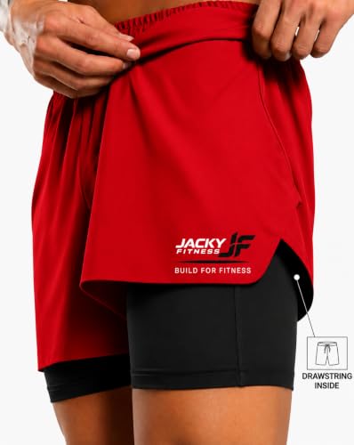 Image of Men's 2-in-1 Dual Layer Workout Shorts with Compression Liner, Phone Pocket, Quick-Dry Athletic Running Shorts for Gym, Training, Sports & Fitness