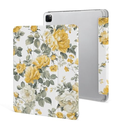 Étui iPad Pro fleurs jaunes et blanches pour ajouter de l'élégance à votre tablette