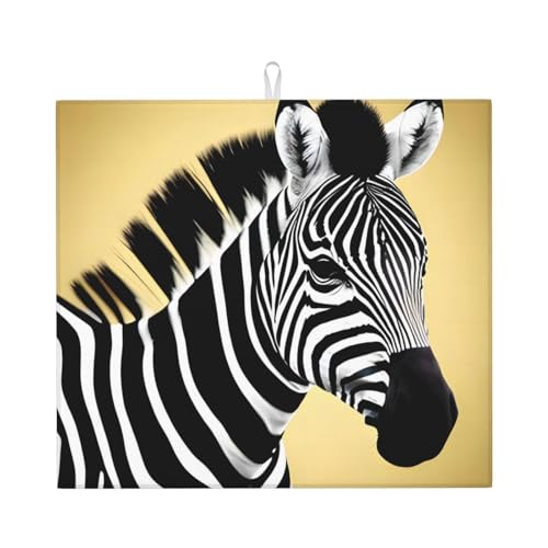 Alfombrilla Secado para Platos Estampado De Cebra En White Y Negro Escurridor Estera De Secado Durable Absorbente Tapete Escurridor, para Fregadero, Fruta, Ollas Y Sartenes, 41x46cm