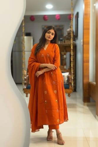 Image of ANNI Designer Women's Rayon Viscose Straight Kurta Set with Pant and Dupatta | Stylish Long Kurti Dress for Festive, Party, and Ethnic Wear