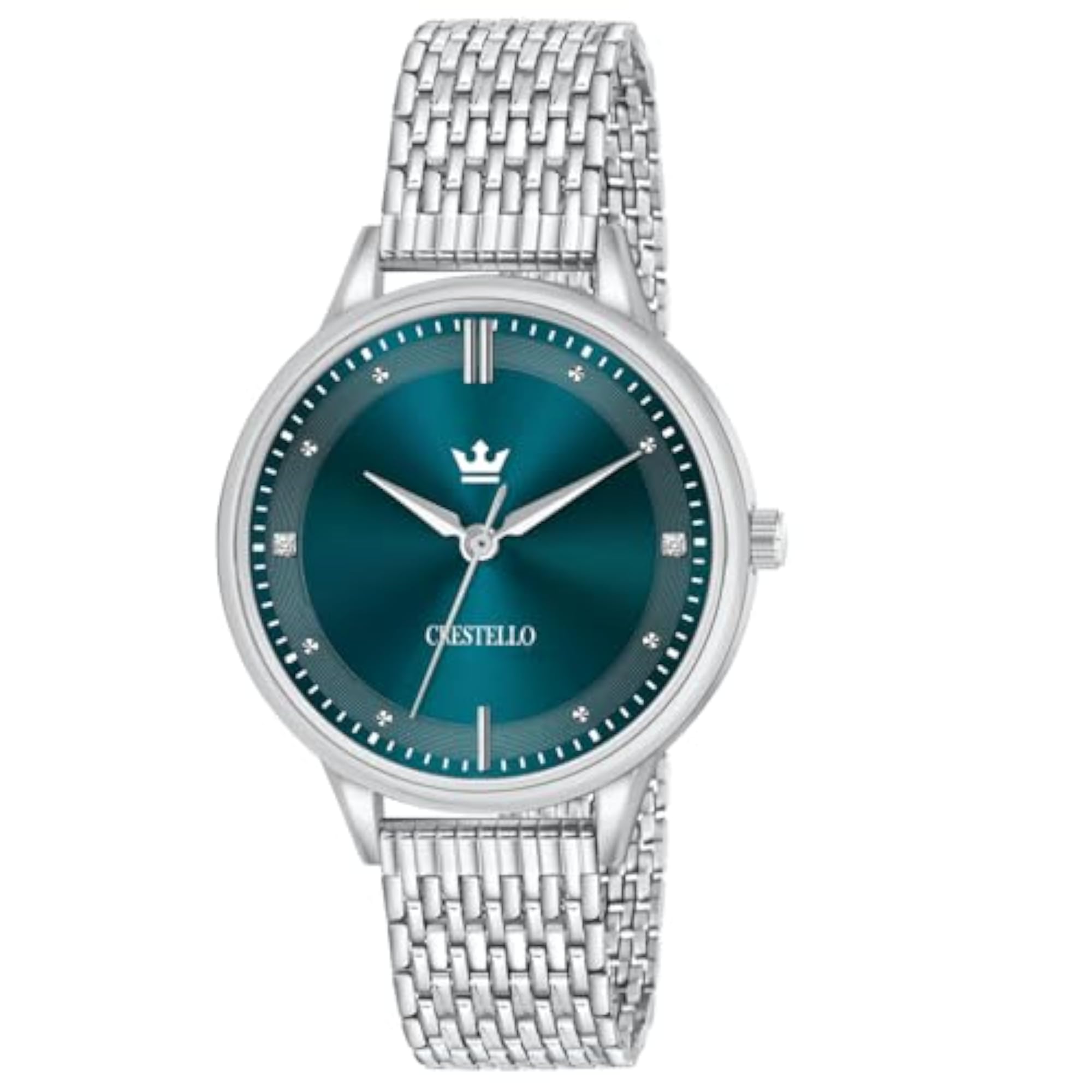 Women's Stainless Steel Chain Analog Wrist Watch, Silver/Pink/Green/Blue Dial