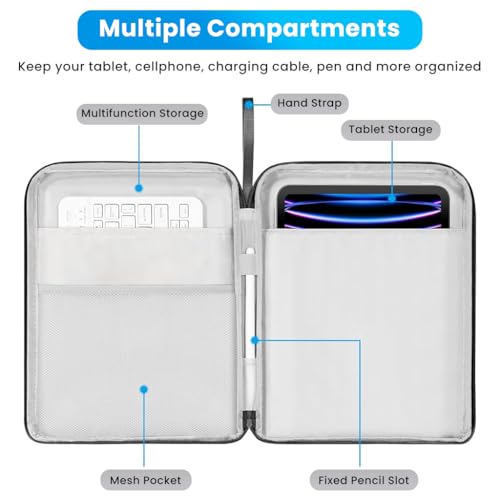 Image of ZORBES 12.9 inches Tablet Travel Bag for iPad Waterproof Travel Zipper Bag with Utility Mesh Pocket Travel Accessories Bag Universal Tablets Pad Organizer Bag, Black
