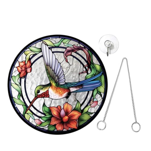 Pendentif suspendu acrylique effet vitrail avec ventouse pour déco fenêtre