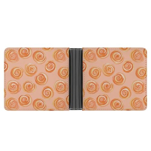 Cinnamon Buns in Peach Cute Slim Bifold Wallet for Men Stylish Front Pocket Purse with Card Holder Slots