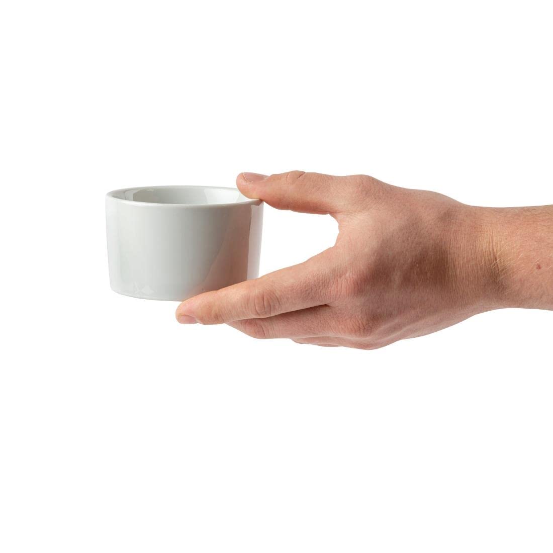 Olympia Whiteware Ramequins Contemporains 90 mm/3,5 pouces - 170 ml/6 oz (Lot de 12), Blanc, Porcelaine - Compatible Four, Micro-ondes, Lave-vaisselle et Congélateur, U176