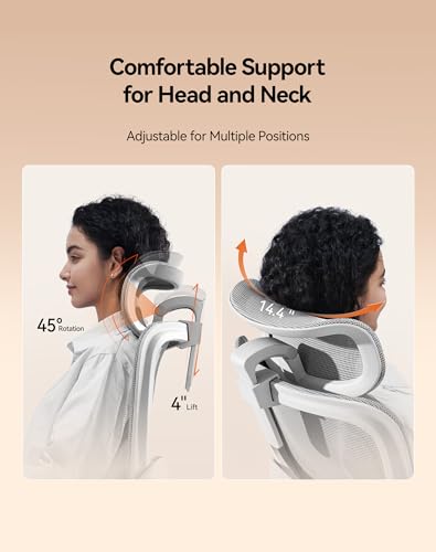 Image of SIHOO B100 Office Chair, Comfy Ergonomic Office Chair, High Back Computer Chair with Adaptive Lumbar Support & wide Headrest, Flip-up Armrests, Swivel Desk Chair for Long Hours, WITHOUT Footrest, Grey