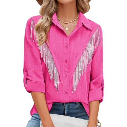 Western Tops for Women Cowgirl Sparkly Fringe Shirts Country Concert Outfit - image 5