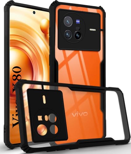 Image of Jkobi Hybrid Back Cover Case for Vivo X80 (Shockproof with Polycarbonate Clear Panel | Professional Black)