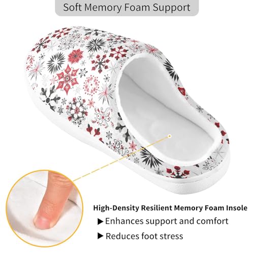 Fuzzy Memory Foam Slippers for Women/Men Christmas Snowflakes Pattern Fluffy Winter House Shoes Indoor and Outdoor3