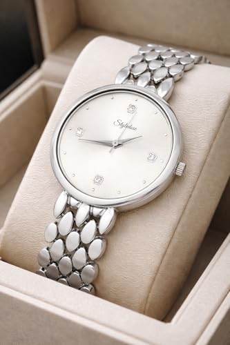 Image of styledose Women's Diamond Studded Watch | Premium Metal Bracelet Strap | Analog Quartz Movemnet Ladies Wrist Watch | Watch for Women & Girls | Wrist Watches for Women's & Girls&Ladies