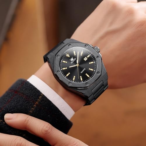 Image of OLEVS Watches for Men Luxury Fashion Large Dial Male Watches Analog Quartz Stainless Steel Waterproof Business Dress Men's Wrist Watch
