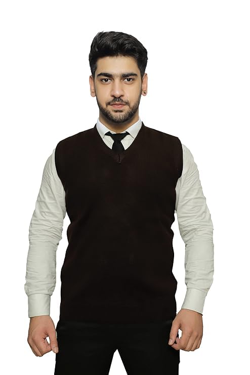 Image of Men Sleeveless Office Uniform Sweater - Daffodil