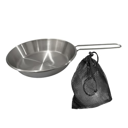Chatonshen Camping Bratpfanne mit Klappgriff, 16 cm Durchmesser, Leicht, Antihaftbeschichtet