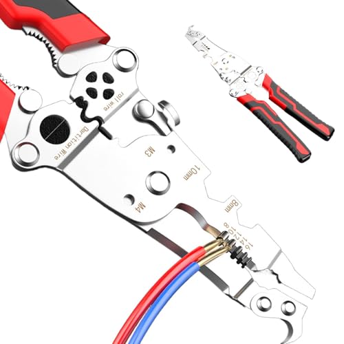 Stripper de alambre, herramienta de pelado de alambre - Stripper de cortador de mano para cable - Twister electricista de herramienta de crimpado de alambre portátil para afeitado, división,
