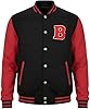 Decrum Letterman Jacket Men - High School Baseball Bomber Style Mens Varsity Jackets, Black & Red - Chenille Letter B, S #1