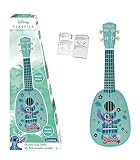 Lexibook, Disney Stitch, My First Wooden Ukulele, 4 Nylon Strings, 53 cm, Guide Included, Blue, K230D
