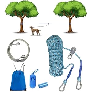 Dog Runner for Yard with Trolley Camping Line Dogs Run Cable Dog Zipline for Backyard