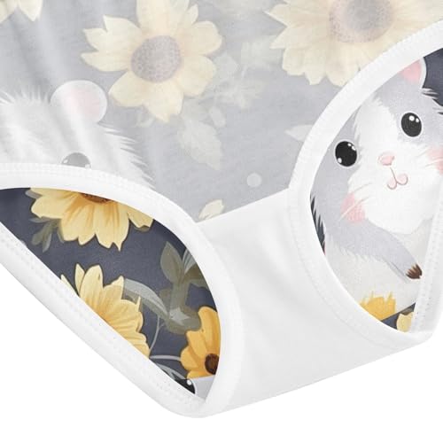 Cute Hamster Yellow Sunflower Toddler Girls Underwear, Kids Underwear, 2T–8 Years4