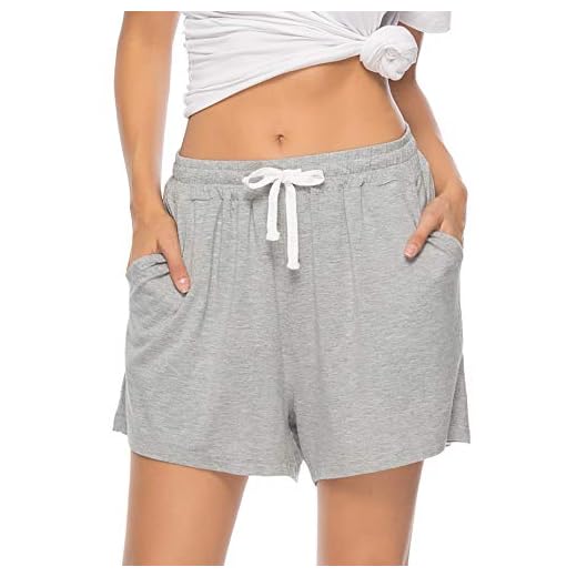 Vlazom dam sovbyxor bomull pyjamas nattkläder kort fritid byxor med fickor och dragsko