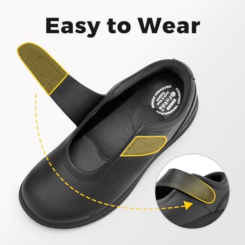 FitVille Wide Mary Jane Flats for Women Orthopedic Diabetic Dress Shoes Lightweight Vegan Leather Walking Shoes with Arch Support4