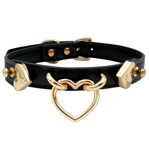 EverGlimp Handmade Leather O-Ring Choker Necklace -