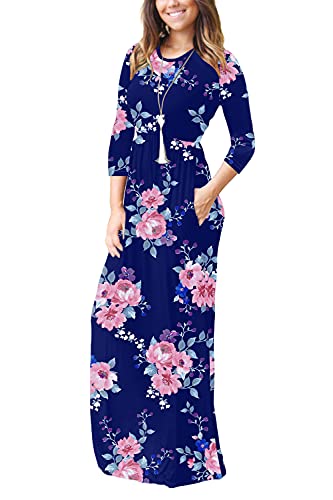 Image of EUOVMY Women's Long Sleeve Loose Maxi Dresses Casual Long Dresses with Pockets