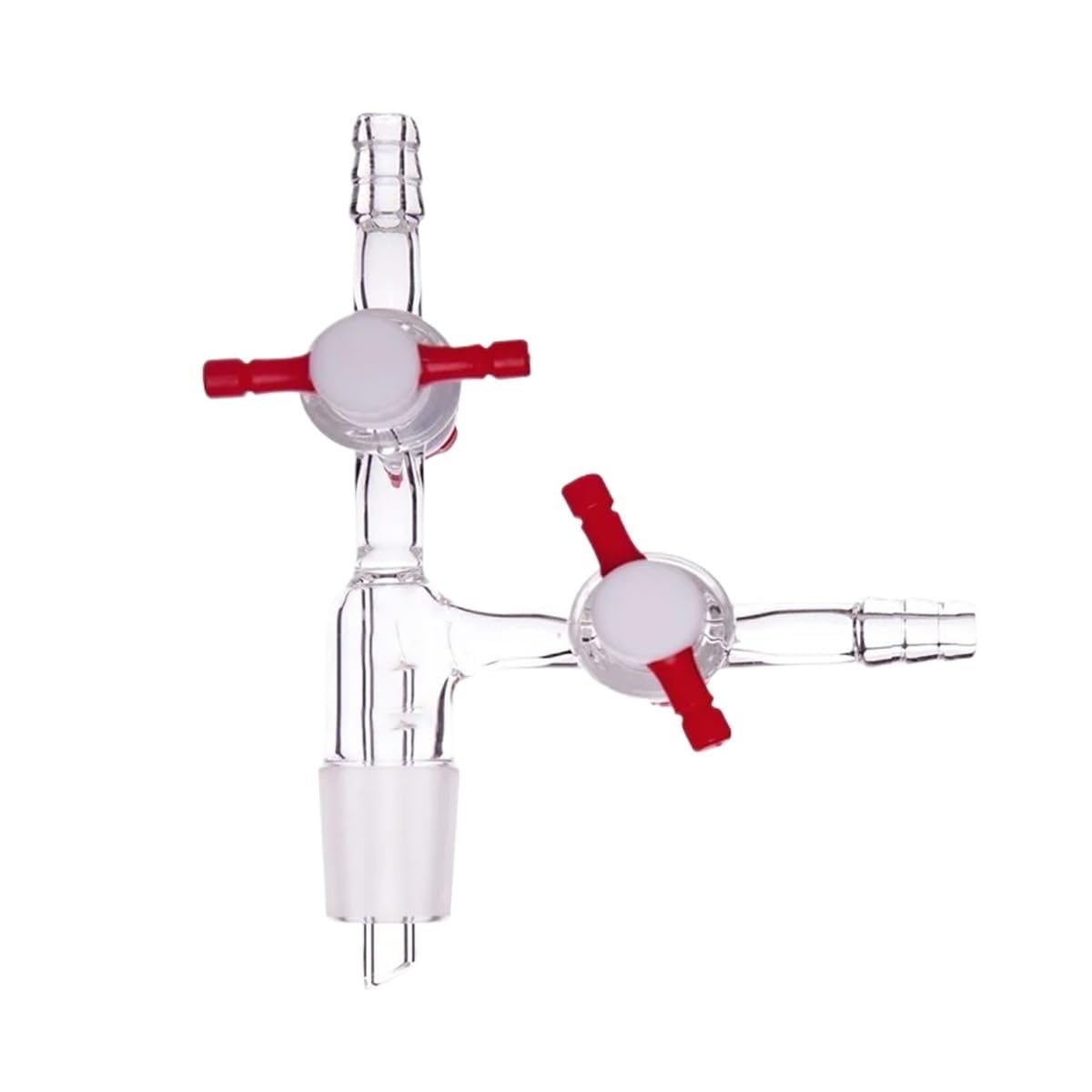 Adaptador de vidrio, Tamaños múltiples de la abertura válvula 2m m del adaptador A12 PTFE control flujo vacío vidrio borosilicato(A121922)
